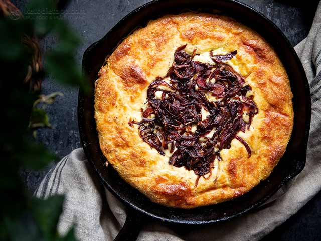 Keto Skillet Bread with Cheesy Caramelized Onion Dip